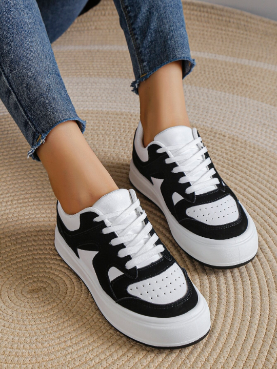 Two Tone Lace-up Front Skate Shoes