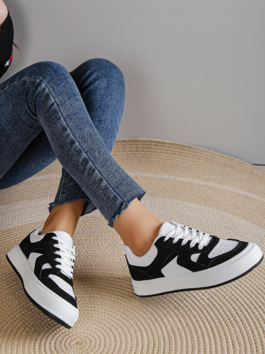 Two Tone Lace-up Front Skate Shoes