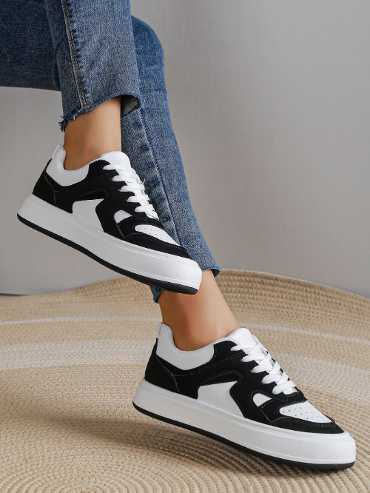 Two Tone Lace-up Front Skate Shoes