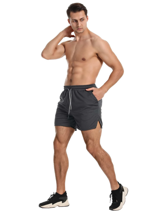 Sport Corelite Men Split Hem Drawstring Waist Sports Shorts With Towel Loop