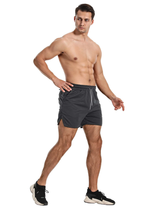 Sport Corelite Men Split Hem Drawstring Waist Sports Shorts With Towel Loop