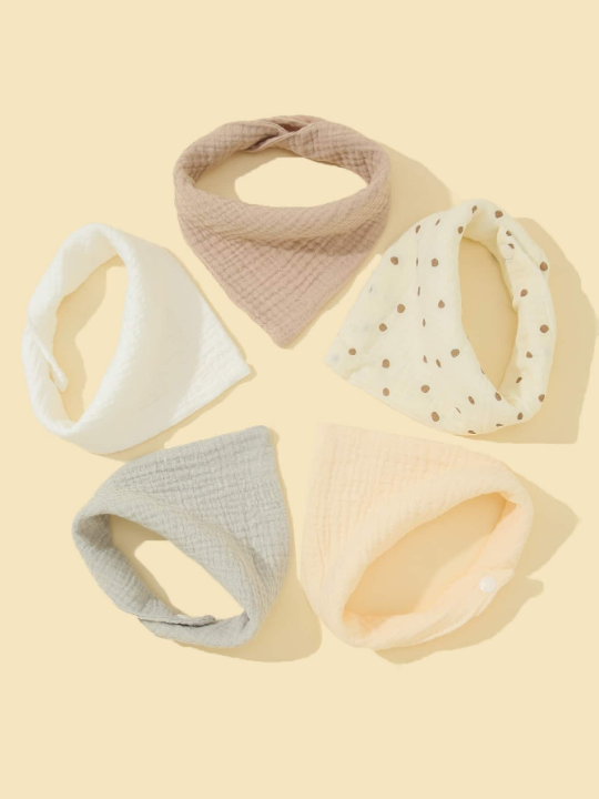 5pcs Baby Polka Dot Pattern Bandana Bib