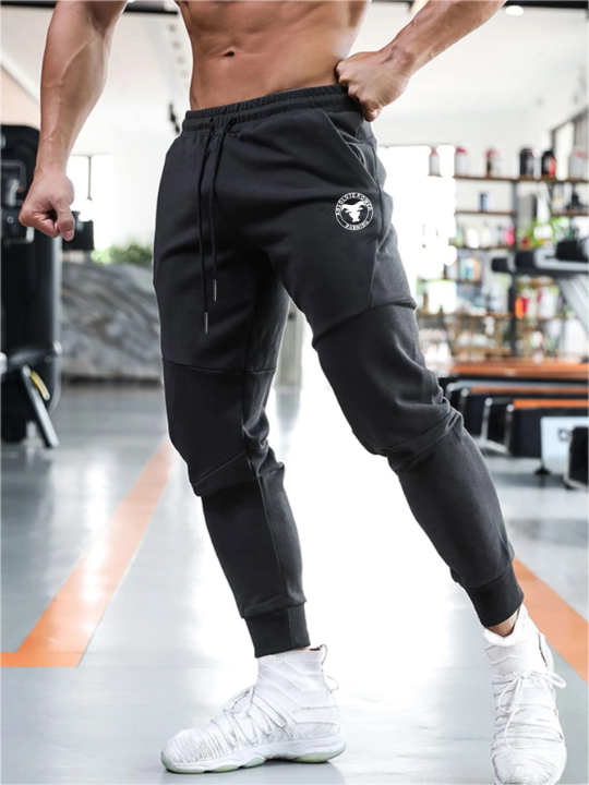 Sport PWRUP Men Letter Graphic Drawstring Waist Sports Pants