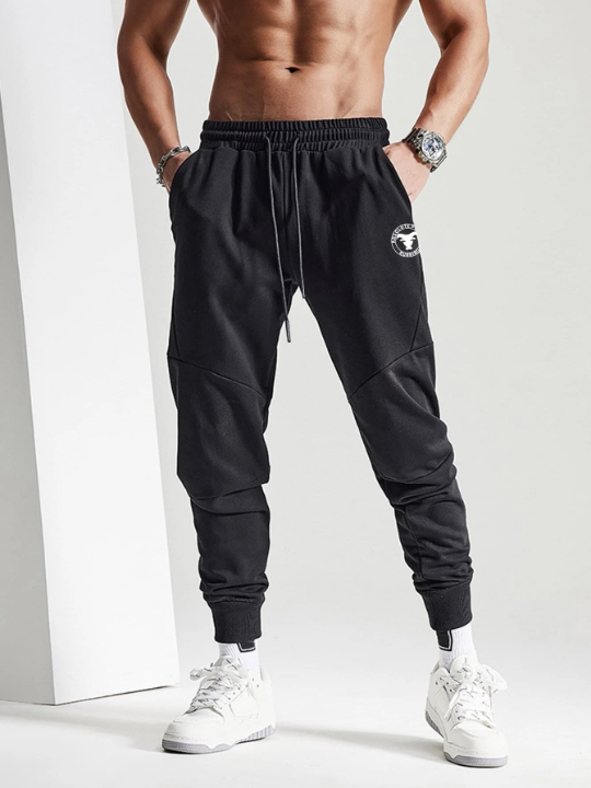 Sport PWRUP Men Letter Graphic Drawstring Waist Sports Pants