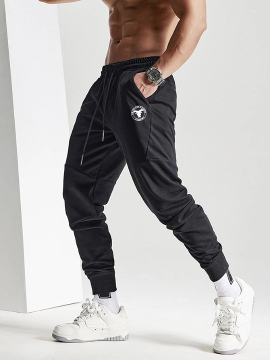 Sport PWRUP Men Letter Graphic Drawstring Waist Sports Pants