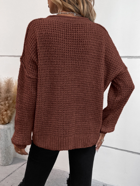 LUNE Quarter Button Drop Shoulder Sweater