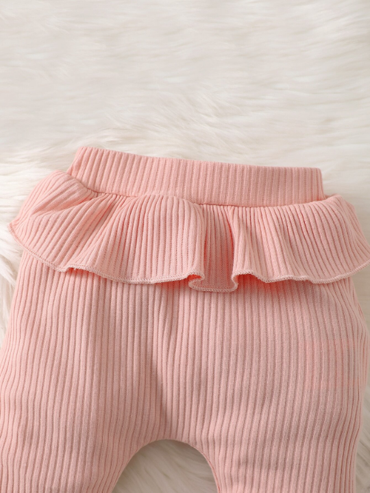 Baby Girl Ruffle Trim Bodysuit & Pants & Headband