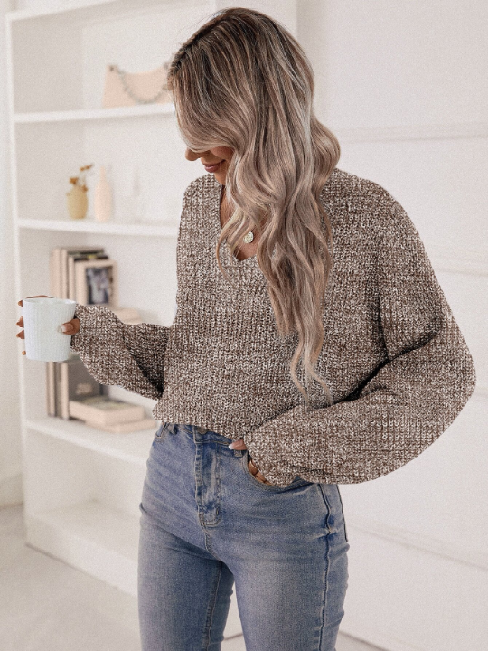 LUNE V Neck Drop Shoulder Sweater