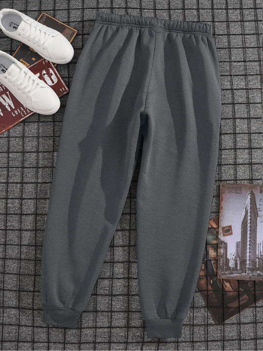 Men Drawstring Waist Thermal Lined Sweatpants