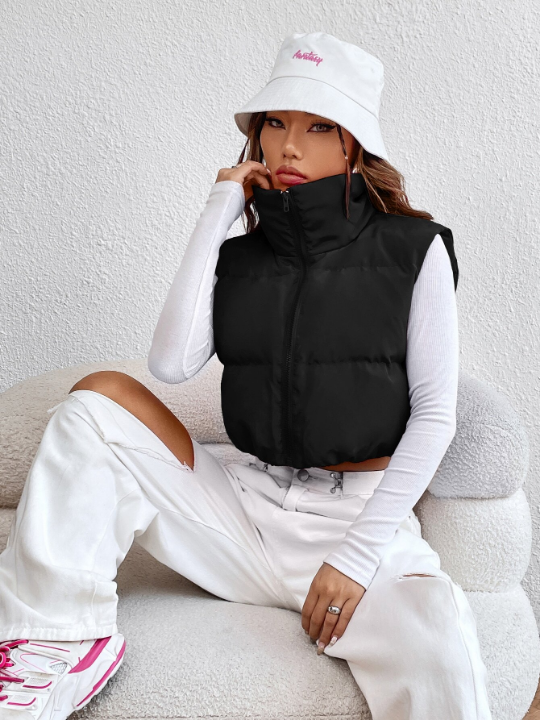 EZwear Zipper Front Vest Puffer Coat