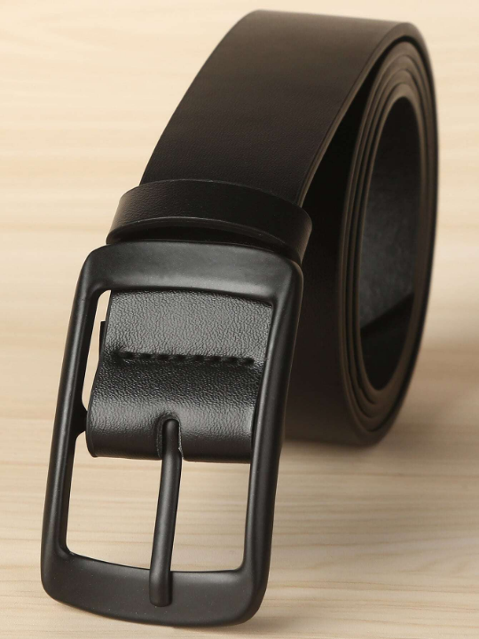 Men's Business Black Square Buckle Belt For Birthday Gift