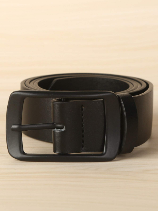 Men's Business Black Square Buckle Belt For Birthday Gift