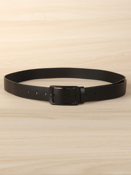 Men's Business Black Square Buckle Belt For Birthday Gift