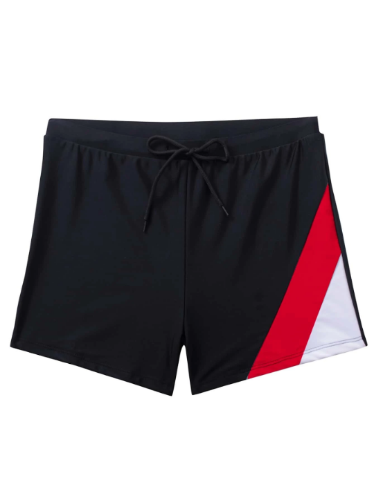 Manfinity Swimmode Men Contrast Panel Drawstring Waist Swim Trunks