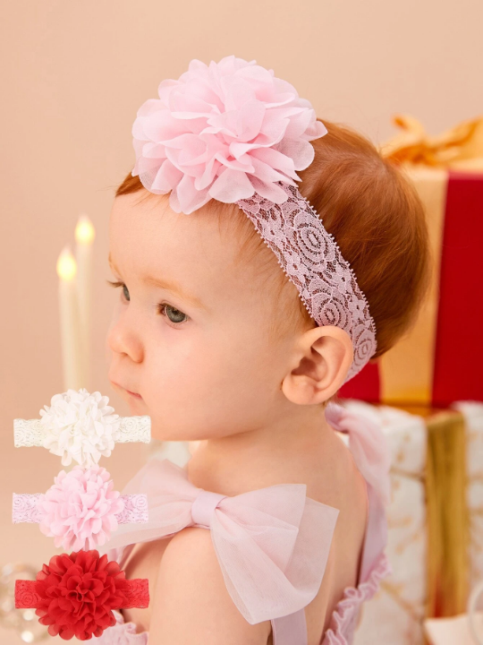 3pcs Baby Flower Decor Hair Band