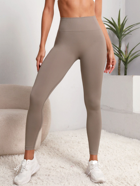 Yoga Basic Training Tights Seamless High Stretch Scrunch Butt Tummy Control Sports Tights