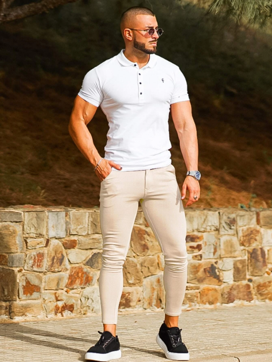 Men Solid Slant Pocket Skinny Pants