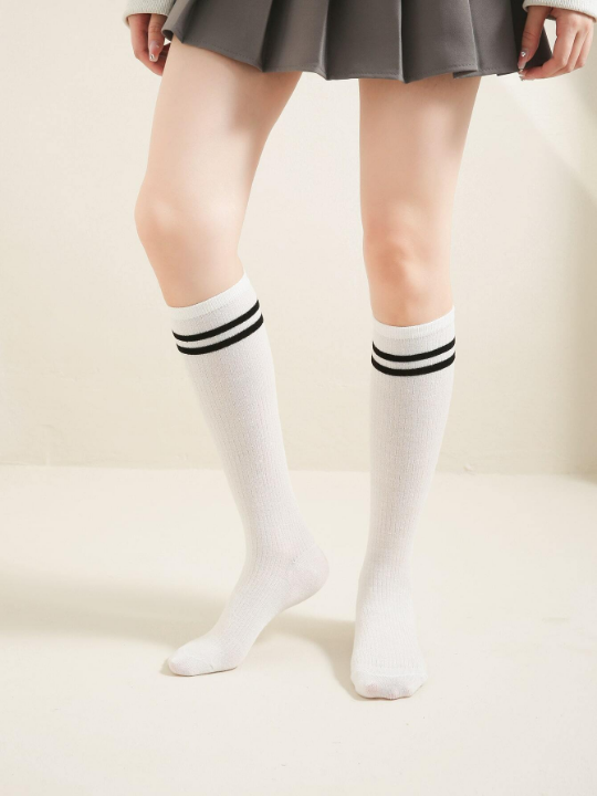 Striped Pattern Over The Calf Socks