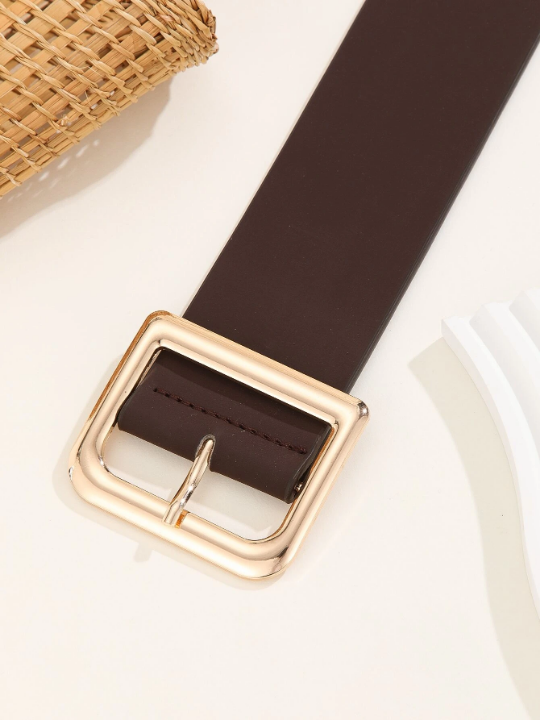 1pc Women's Simple & Versatile Fashion Belt With Stylish Buckle & Pu Detailing For Daily Wear With Dresses And Coats