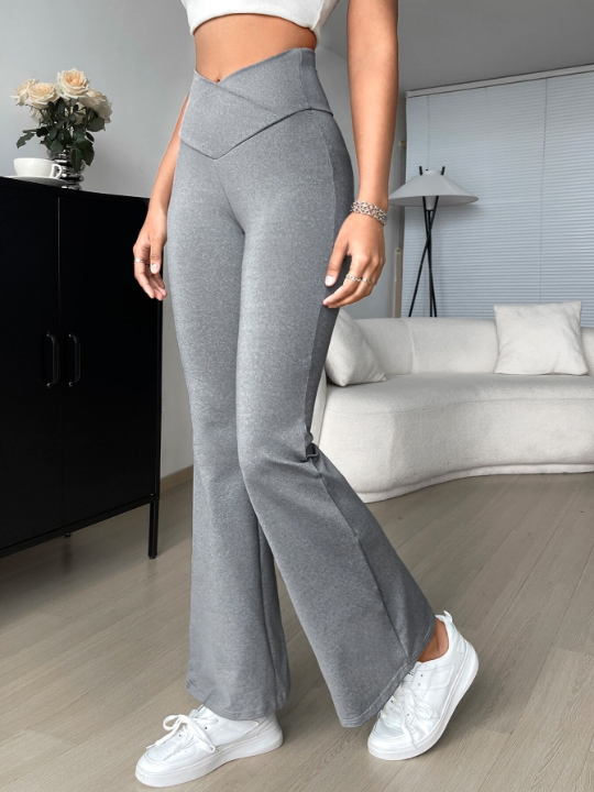 EZwear Overlap V Waist Flare Y2k Leg Pants