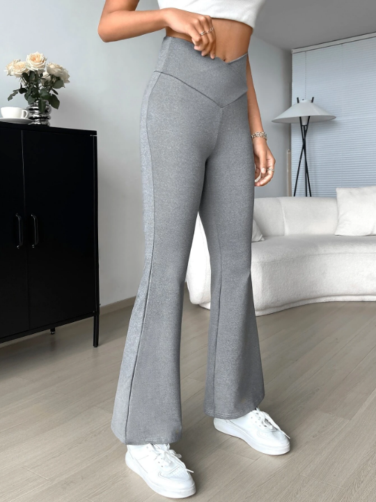 EZwear Overlap V Waist Flare Y2k Leg Pants