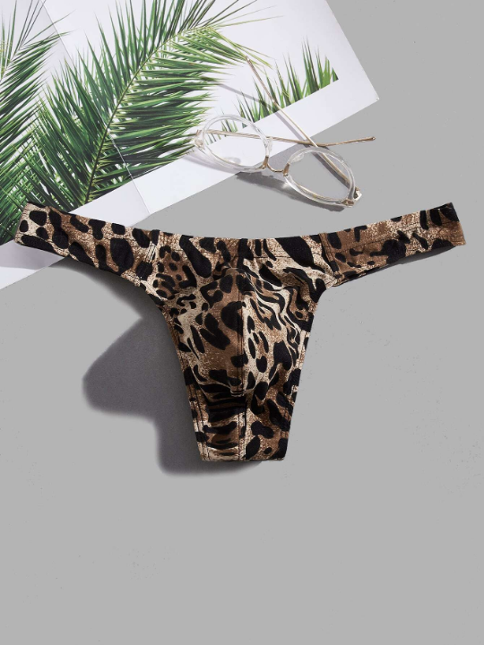 Men Leopard Print Thong