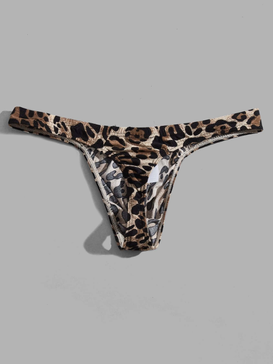 Men Leopard Print Thong