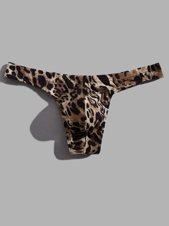 Men Leopard Print Thong