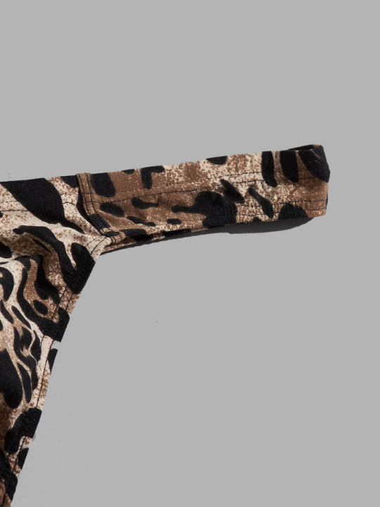 Men Leopard Print Thong