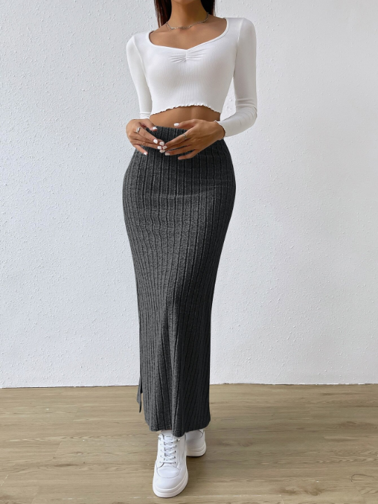 EZwear High Waist Split Thigh Skirt