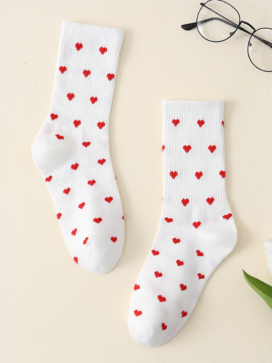 Heart Pattern Crew Socks