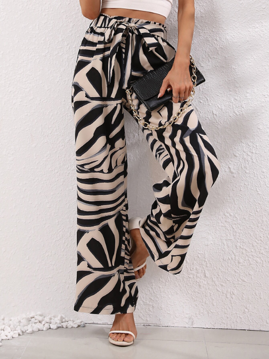 LUNE Allover Print Belted Pants