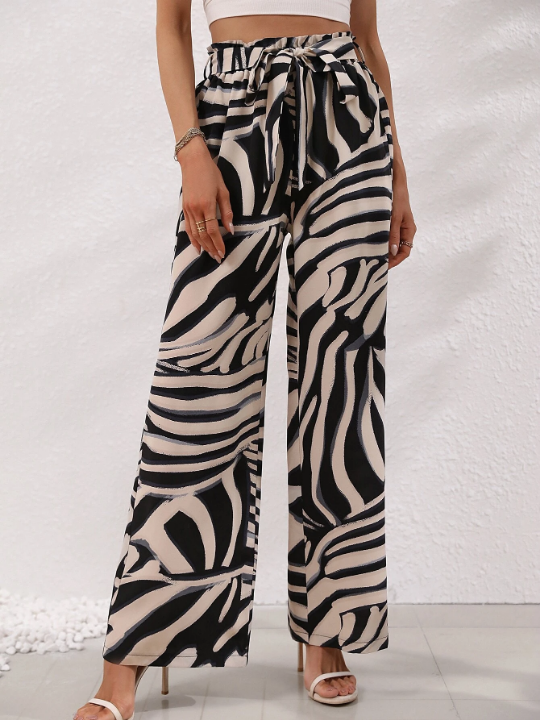 LUNE Allover Print Belted Pants