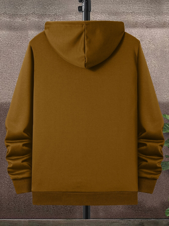 Manfinity Homme Men Deer Embroidery Quarter Zipper Drawstring Hoodie