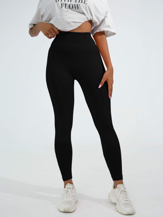 Yoga Basic Solid Tummy Control Sports Leggings butt lift