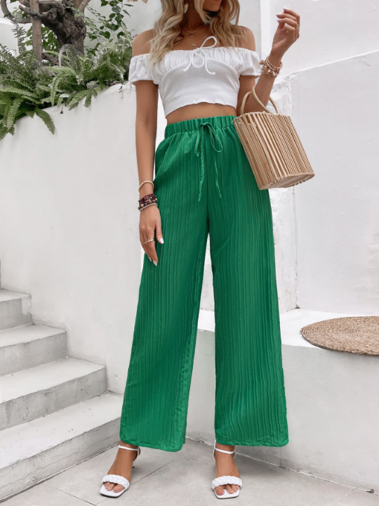 VCAY Tie Waist Wide Leg Pants