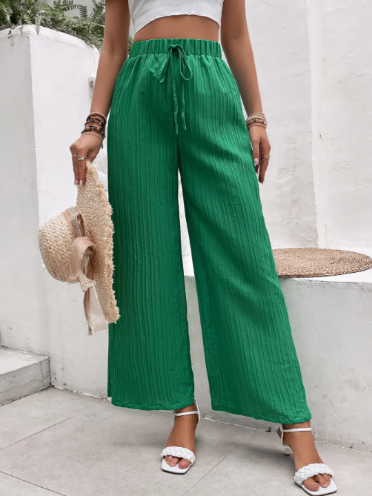 VCAY Tie Waist Wide Leg Pants