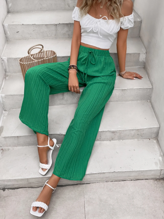 VCAY Tie Waist Wide Leg Pants