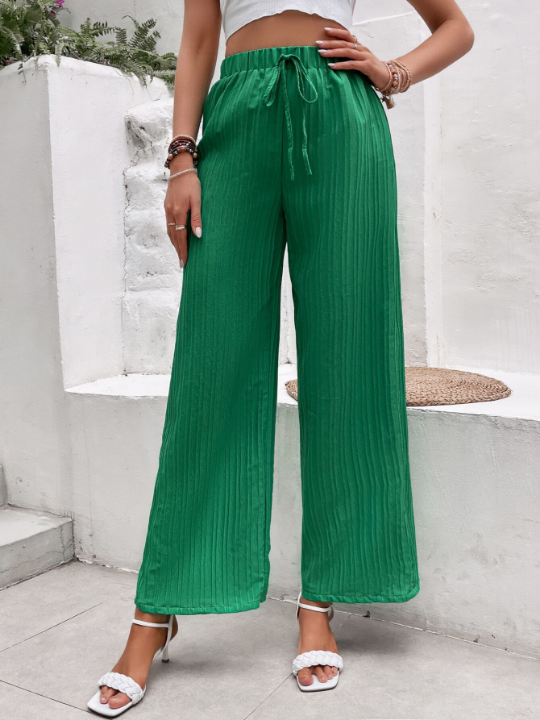 VCAY Tie Waist Wide Leg Pants