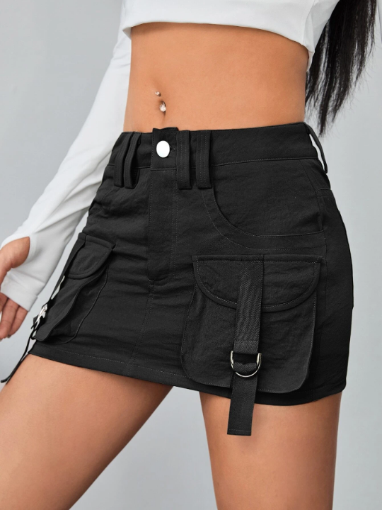 ICON Gorpcore Flap Pocket Buckle Detail Cargo Skirt