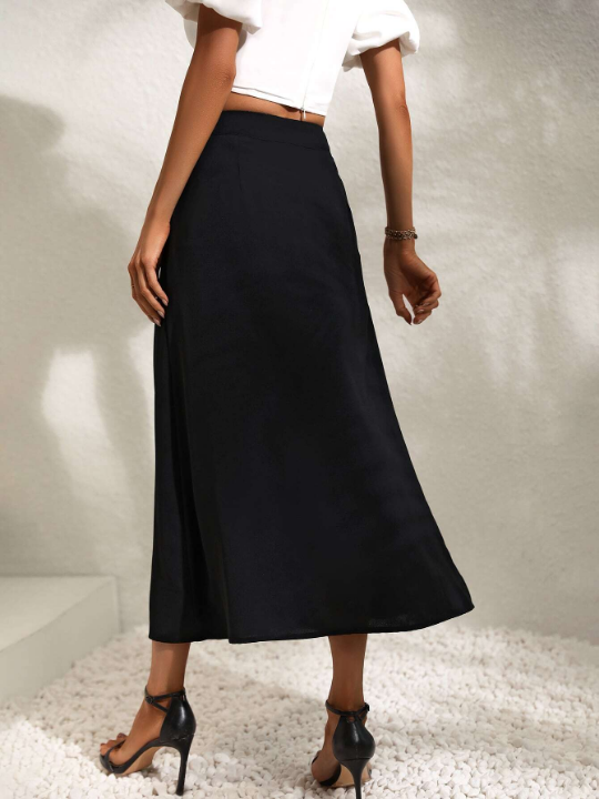 VCAY High Waist Button Front Skirt