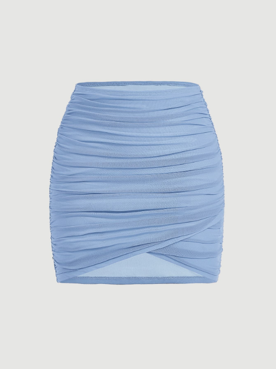 MOD Solid Ruched Bodycon Skirt