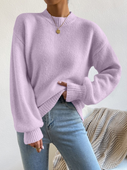 Mock Neck Drop Shoulder Sweater