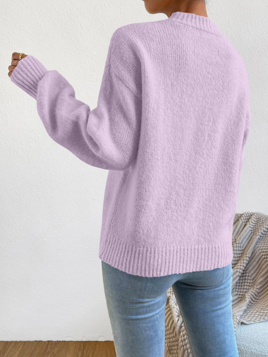 Mock Neck Drop Shoulder Sweater