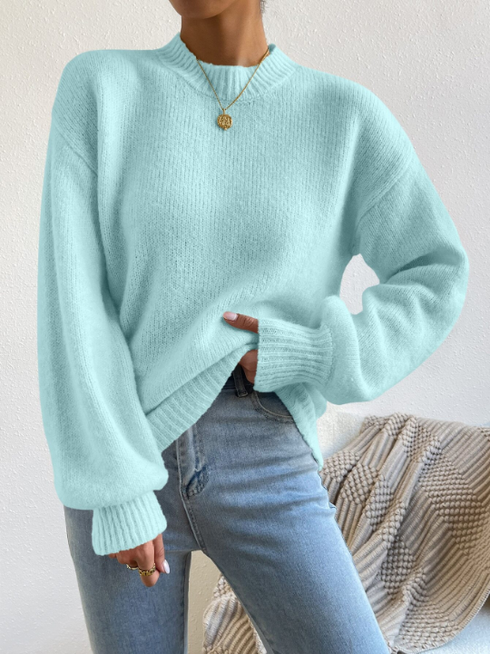 Mock Neck Drop Shoulder Sweater