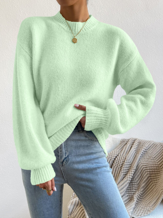 Mock Neck Drop Shoulder Sweater