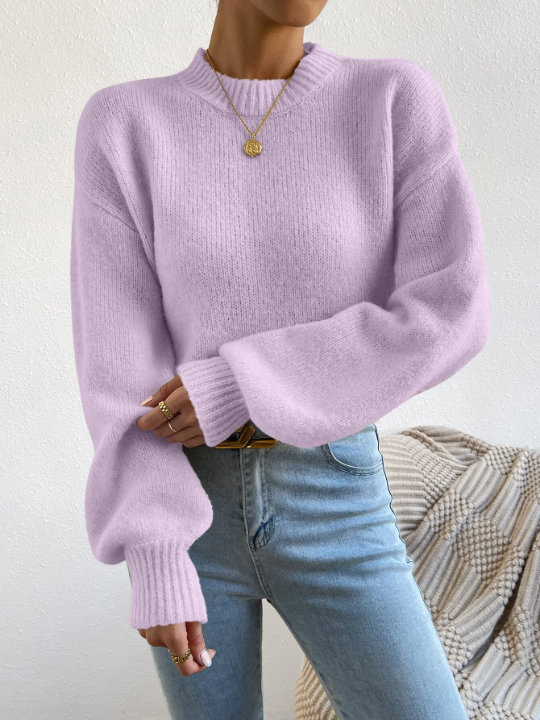 Mock Neck Drop Shoulder Sweater