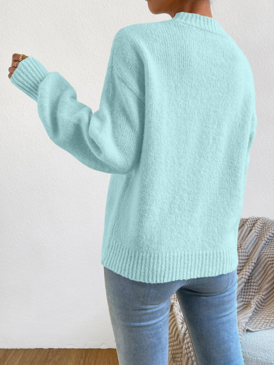 Mock Neck Drop Shoulder Sweater