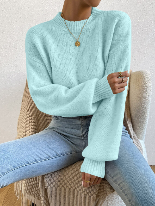 Mock Neck Drop Shoulder Sweater