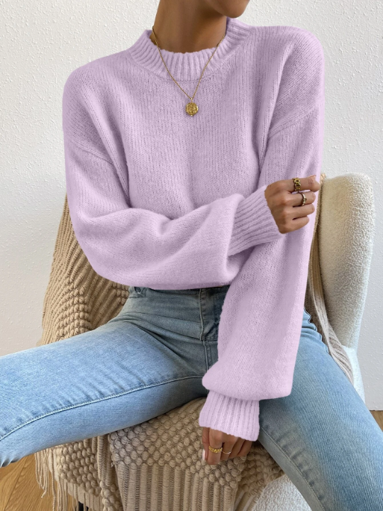 Mock Neck Drop Shoulder Sweater